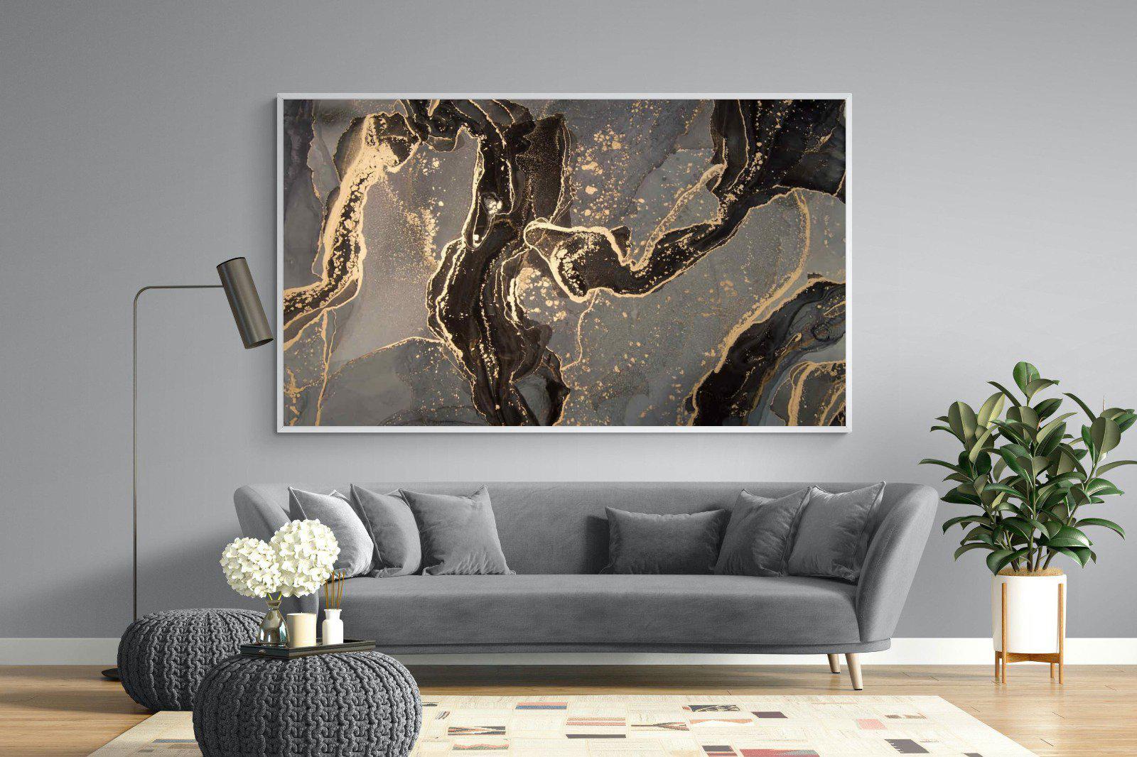 Black & Gold Marble-Wall_Art-220 x 130cm-Mounted Canvas-White-Pixalot