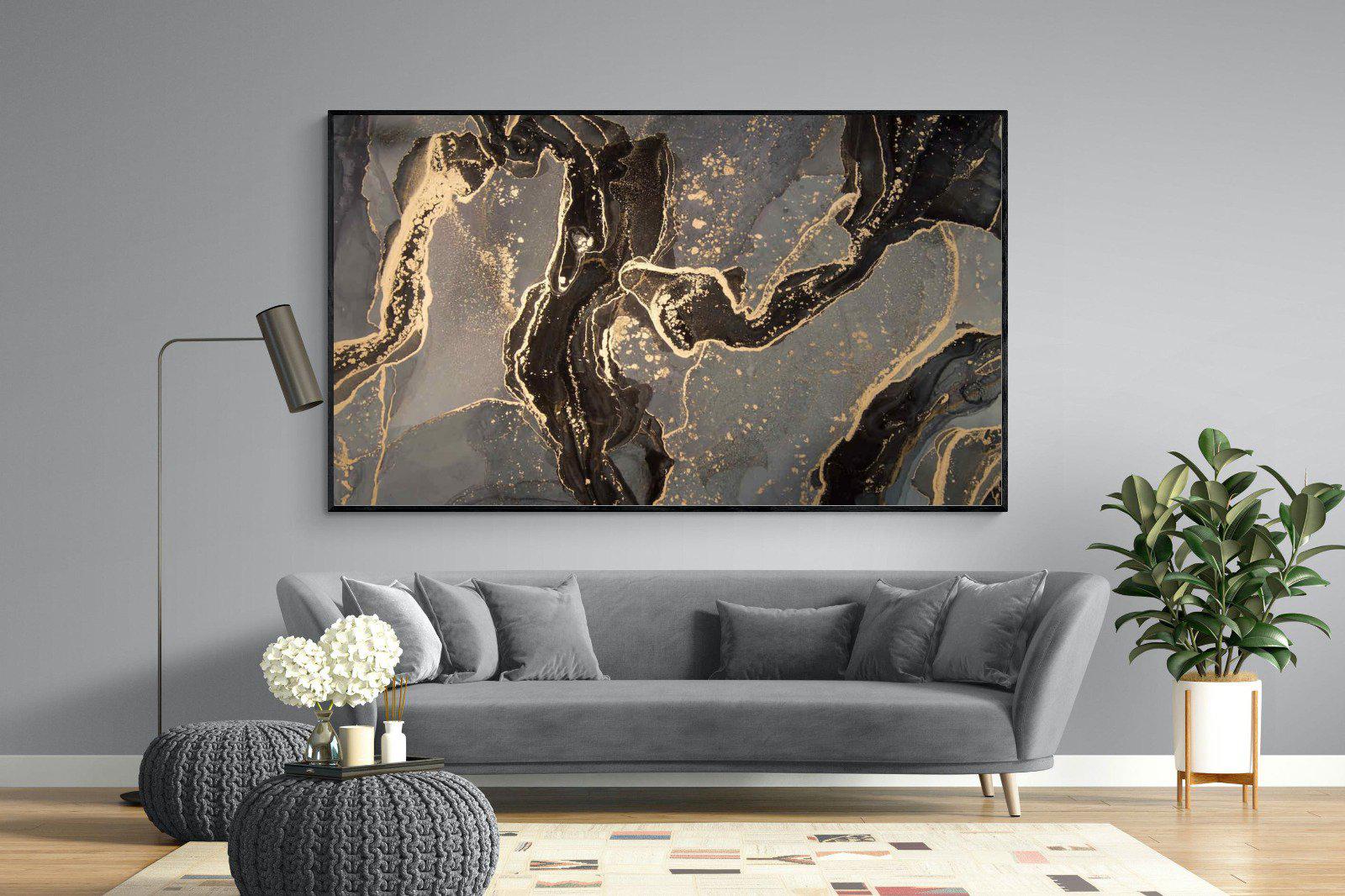 Black & Gold Marble-Wall_Art-220 x 130cm-Mounted Canvas-Black-Pixalot