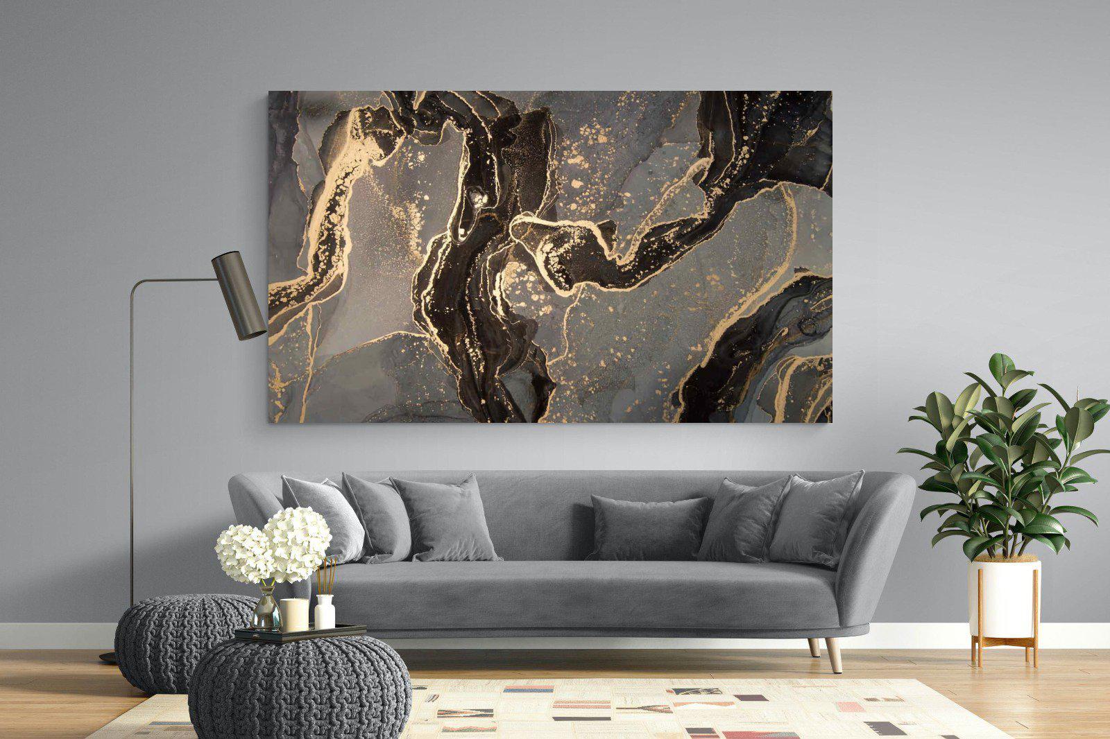 Black & Gold Marble-Wall_Art-220 x 130cm-Mounted Canvas-No Frame-Pixalot