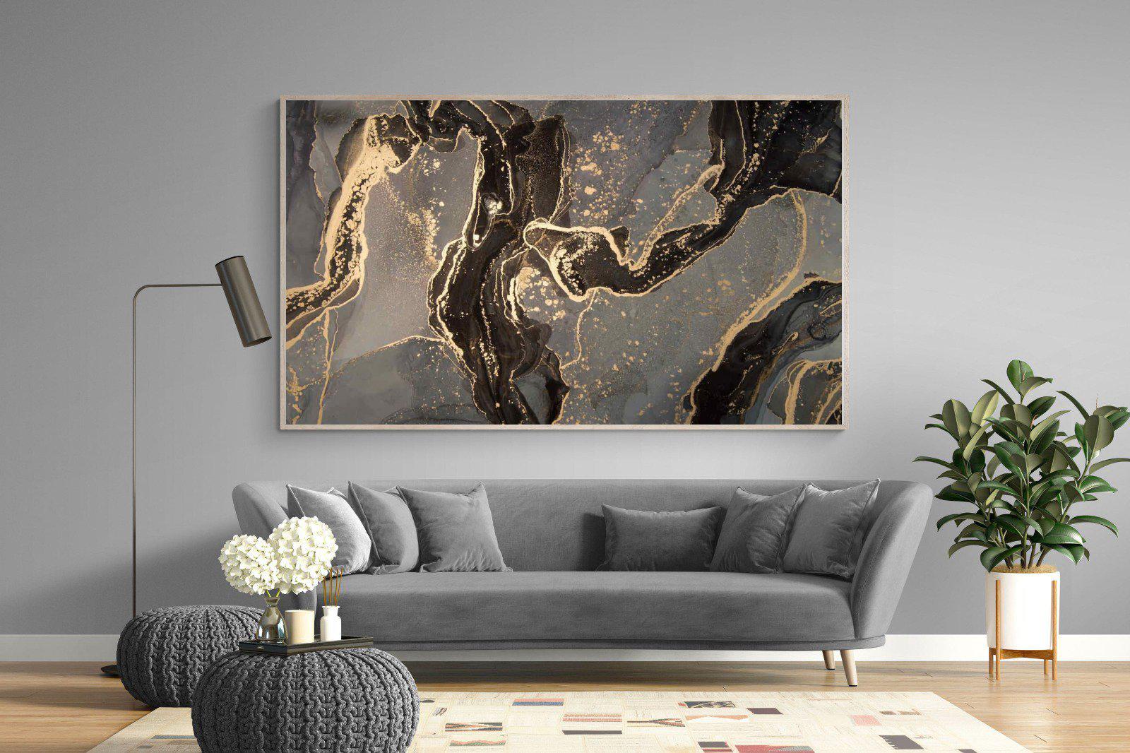 Black & Gold Marble-Wall_Art-220 x 130cm-Mounted Canvas-Wood-Pixalot