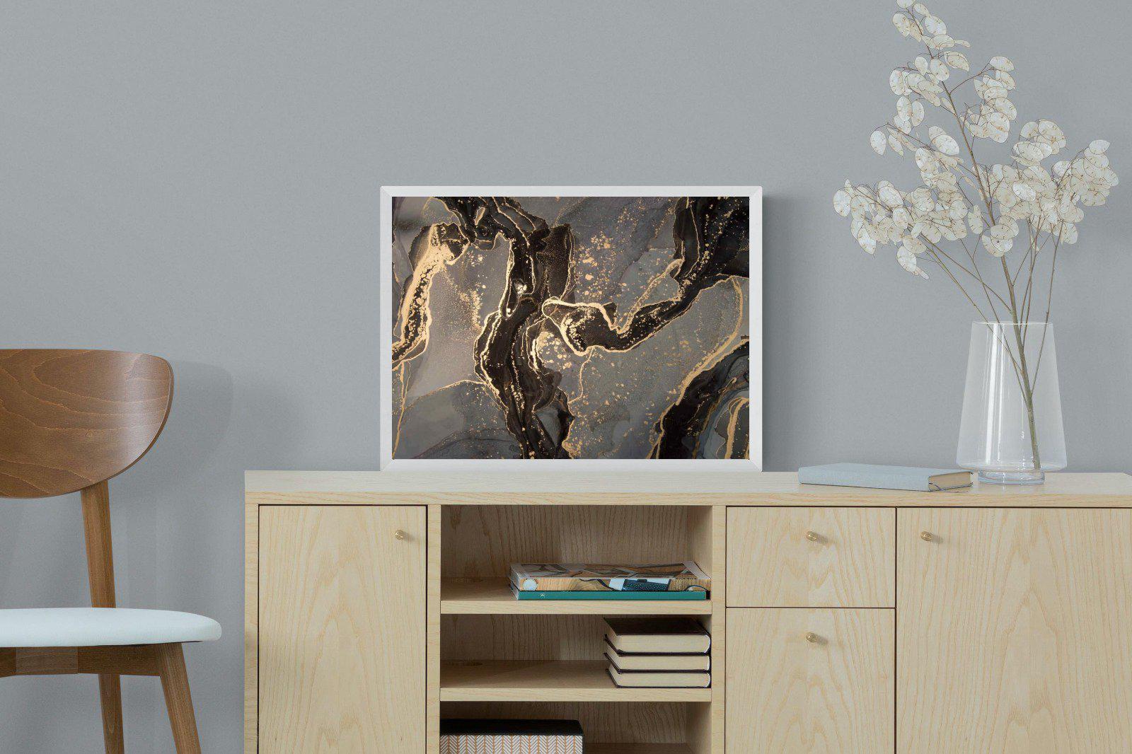 Black & Gold Marble-Wall_Art-60 x 45cm-Mounted Canvas-White-Pixalot