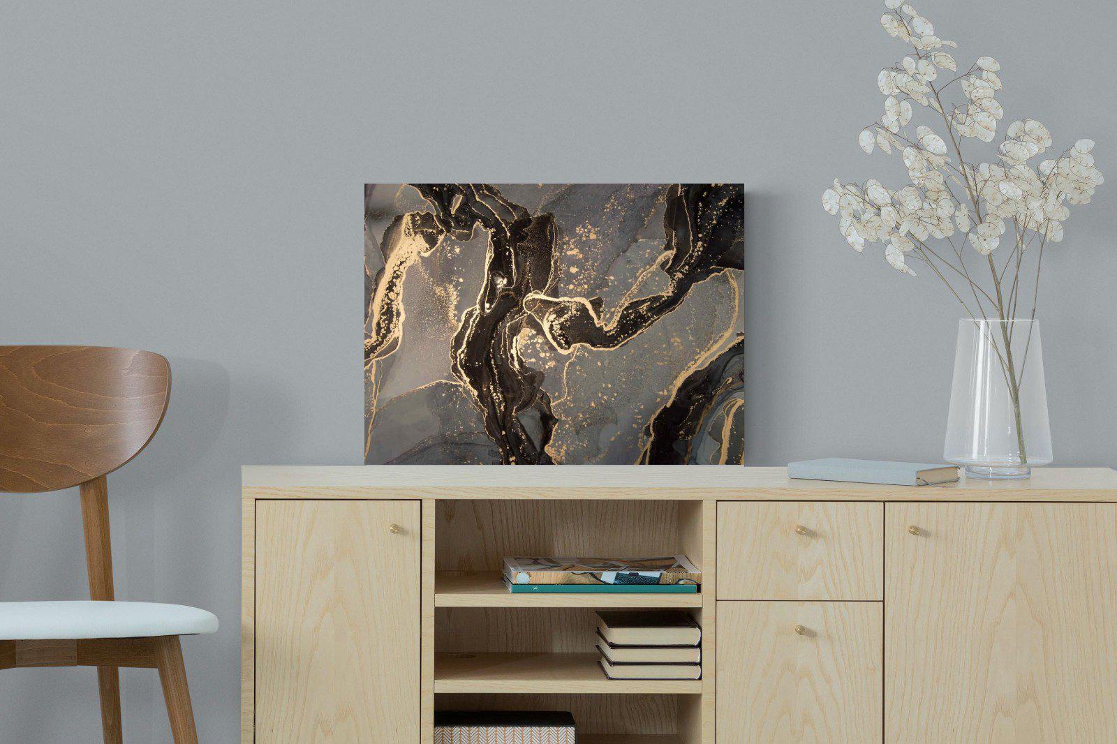 Black & Gold Marble-Wall_Art-60 x 45cm-Mounted Canvas-No Frame-Pixalot