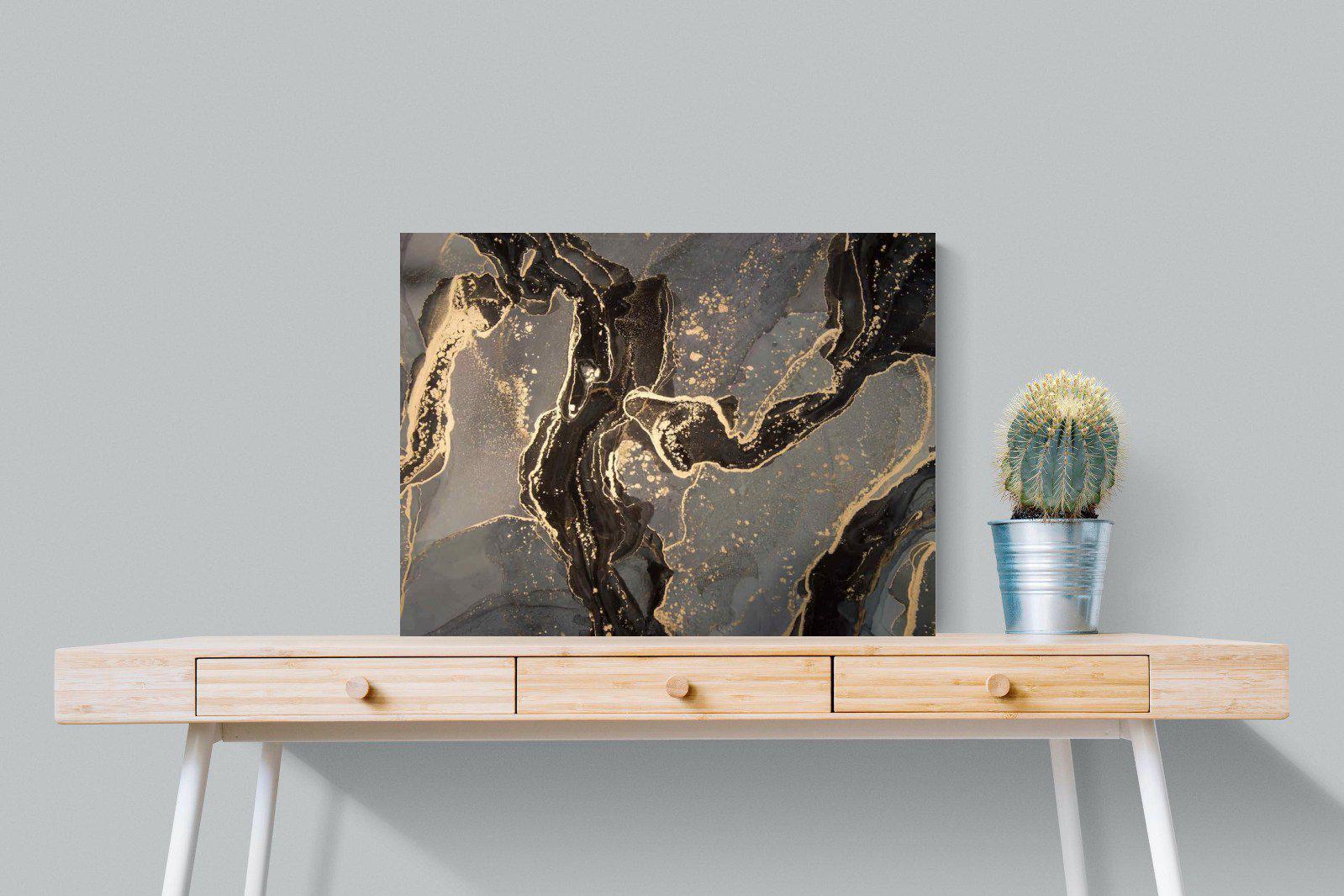 Black & Gold Marble-Wall_Art-80 x 60cm-Mounted Canvas-No Frame-Pixalot