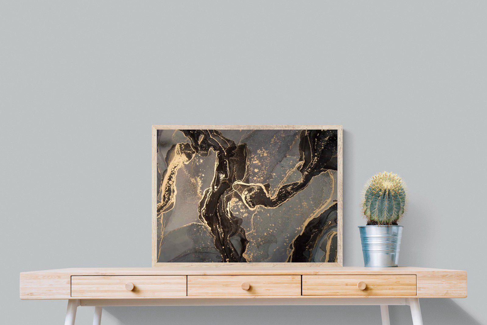 Black & Gold Marble-Wall_Art-80 x 60cm-Mounted Canvas-Wood-Pixalot