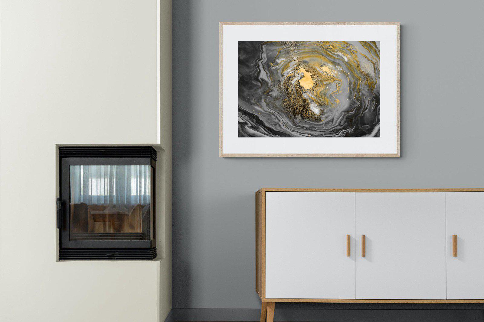 Black Gold Resin-Wall_Art-100 x 75cm-Framed Print-Wood-Pixalot