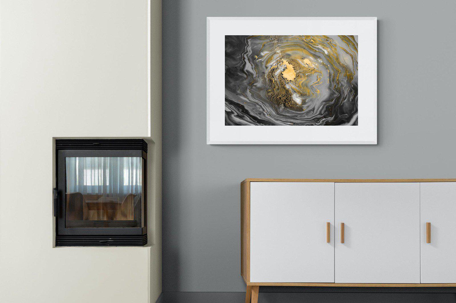 Black Gold Resin-Wall_Art-100 x 75cm-Framed Print-White-Pixalot
