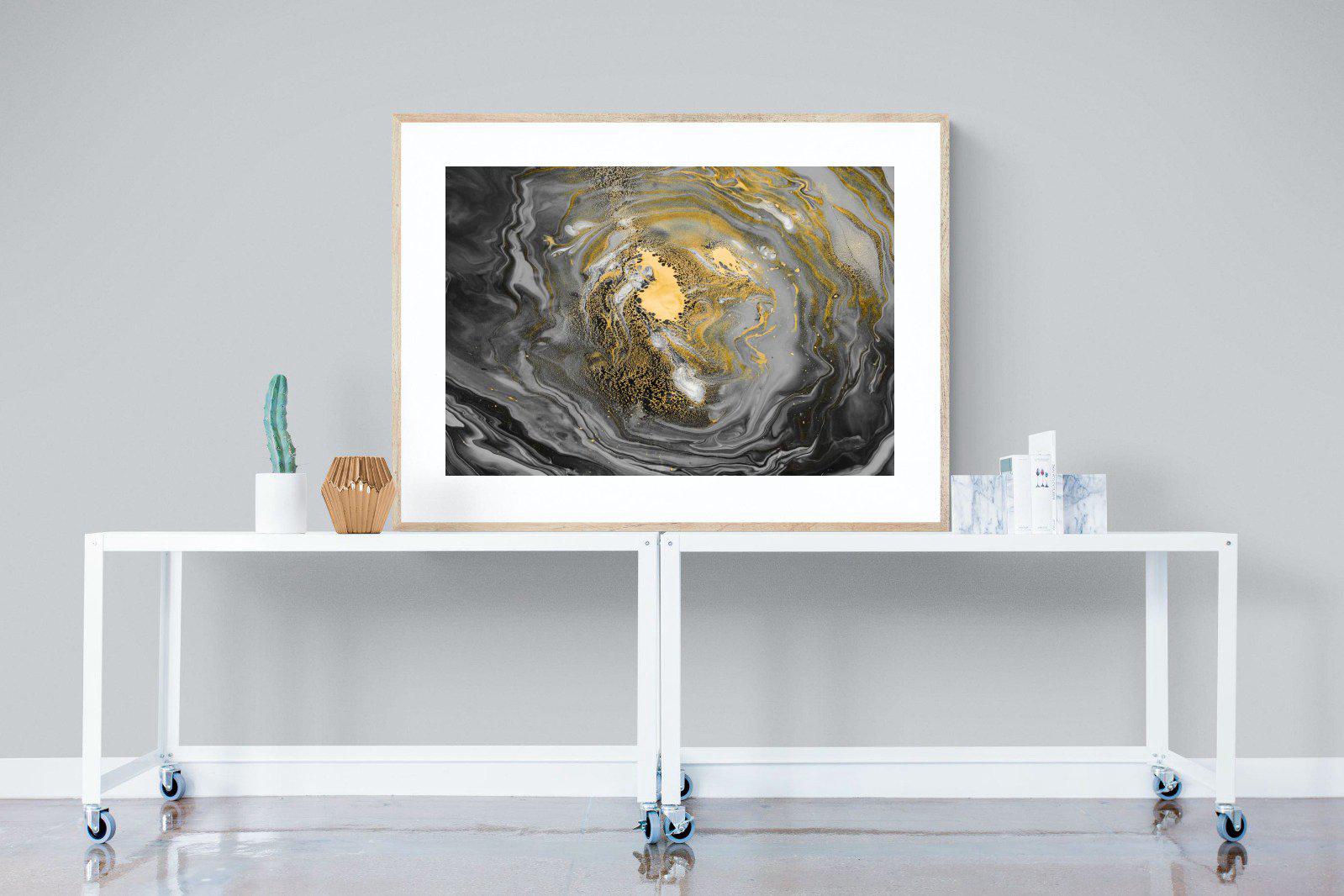 Black Gold Resin-Wall_Art-120 x 90cm-Framed Print-Wood-Pixalot
