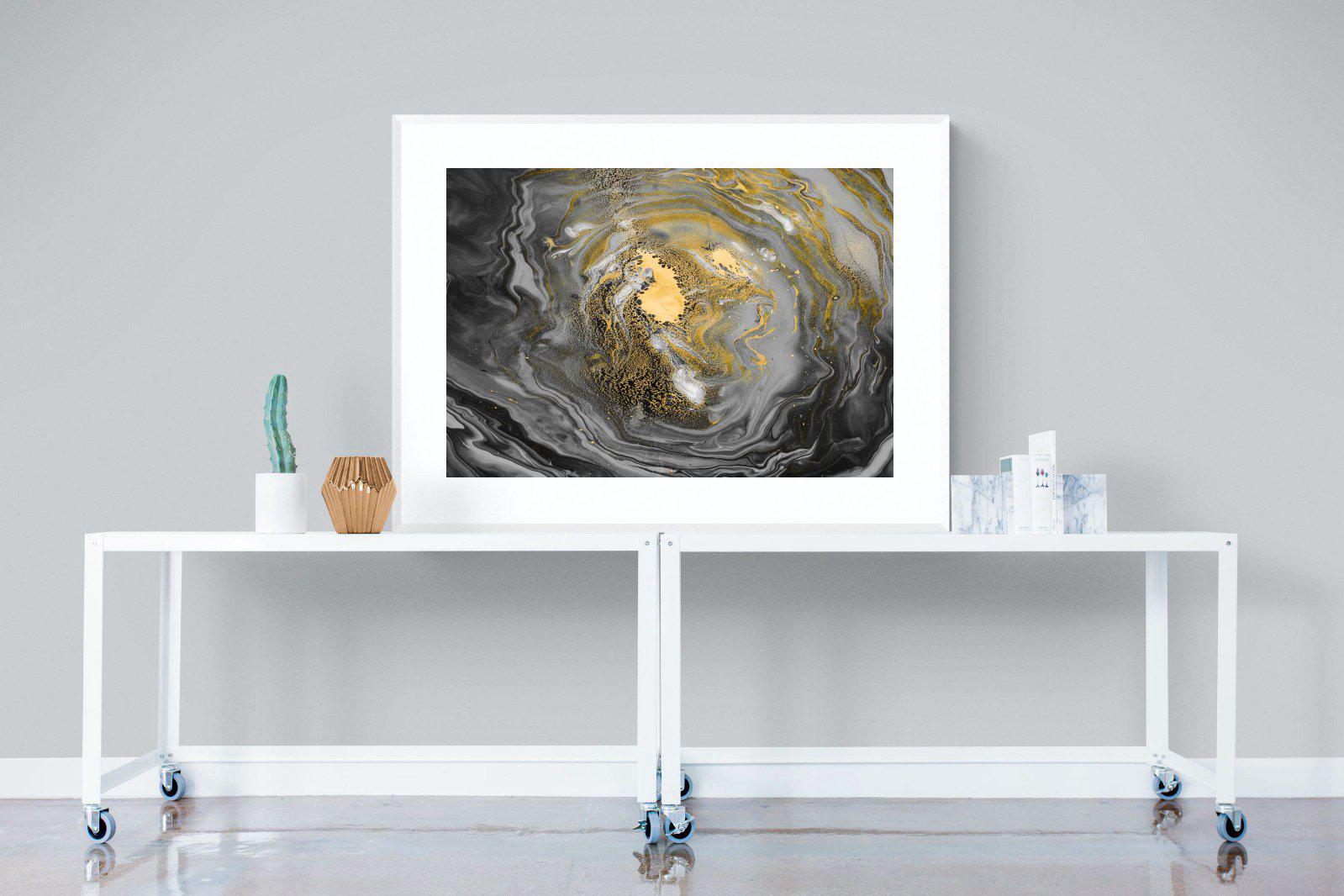 Black Gold Resin-Wall_Art-120 x 90cm-Framed Print-White-Pixalot