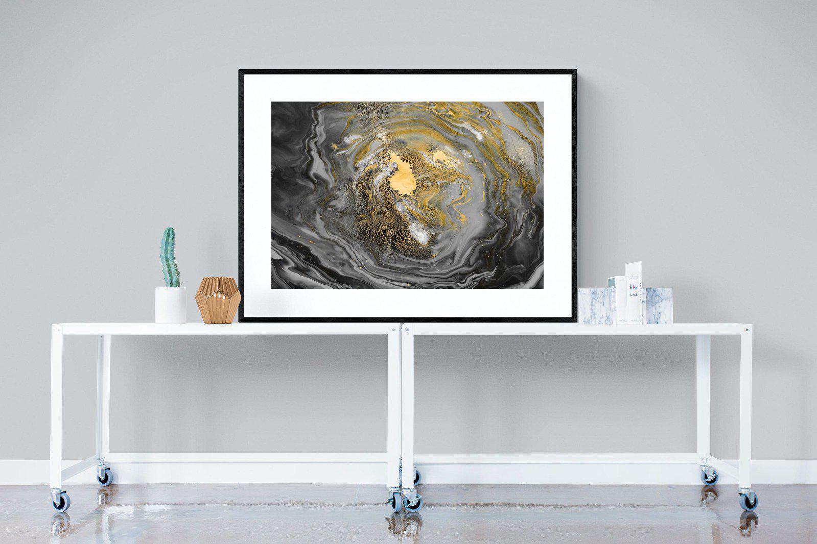 Black Gold Resin-Wall_Art-120 x 90cm-Framed Print-Black-Pixalot