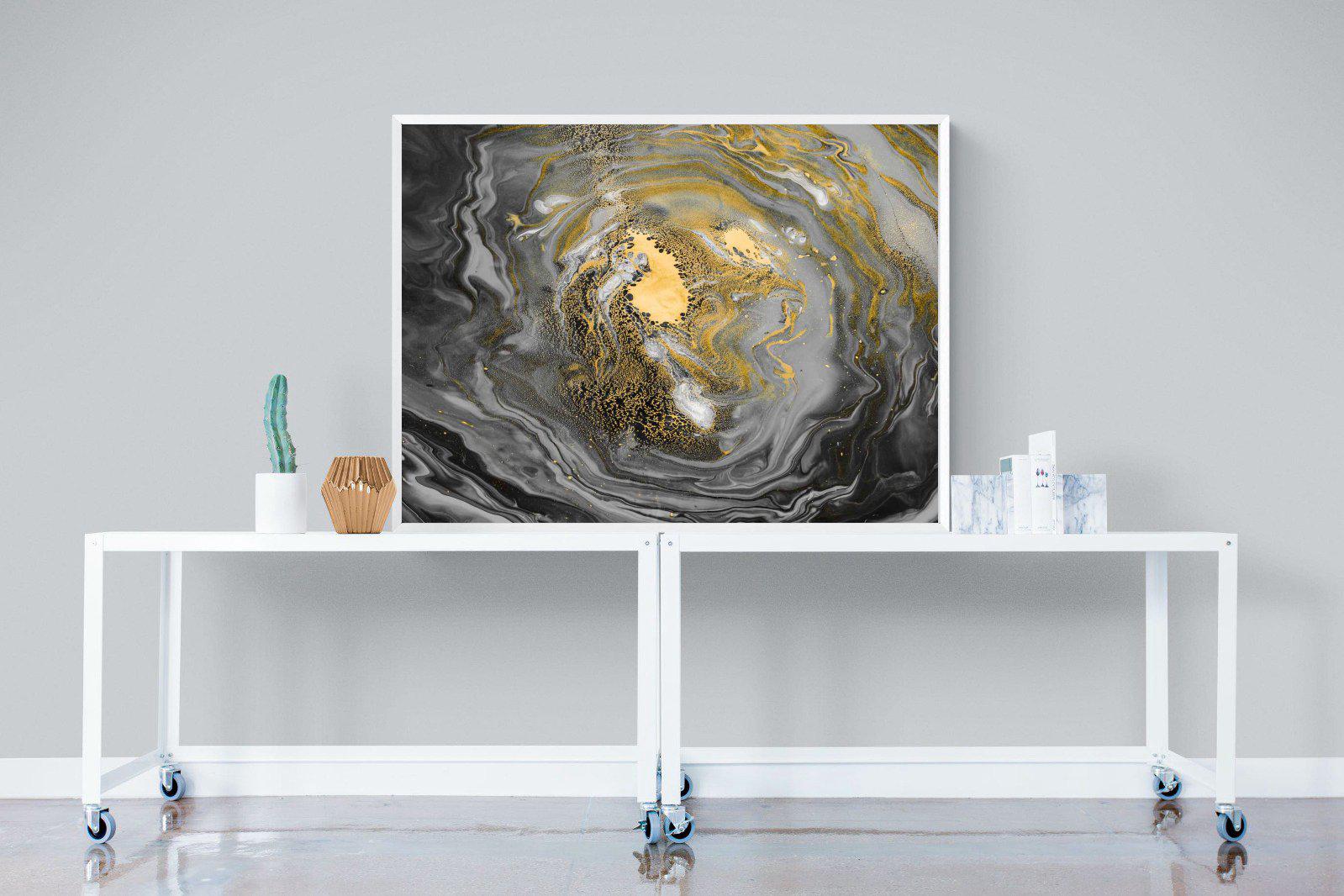 Black Gold Resin-Wall_Art-120 x 90cm-Mounted Canvas-White-Pixalot