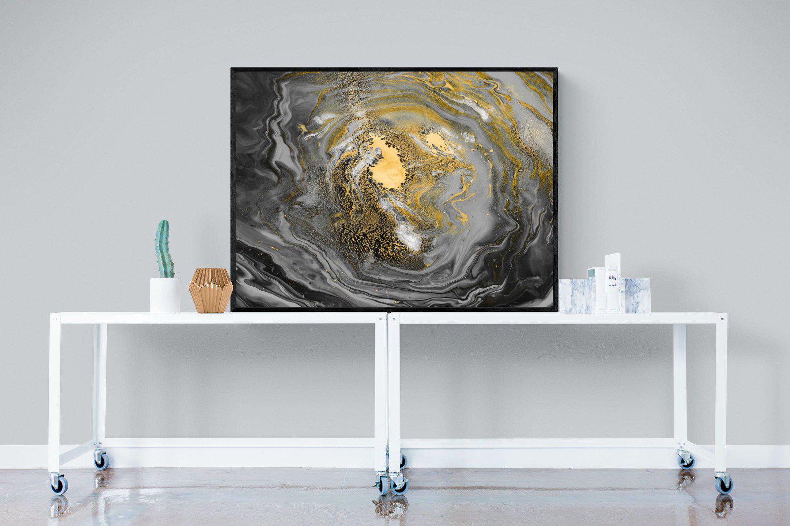 Black Gold Resin-Wall_Art-120 x 90cm-Mounted Canvas-Black-Pixalot
