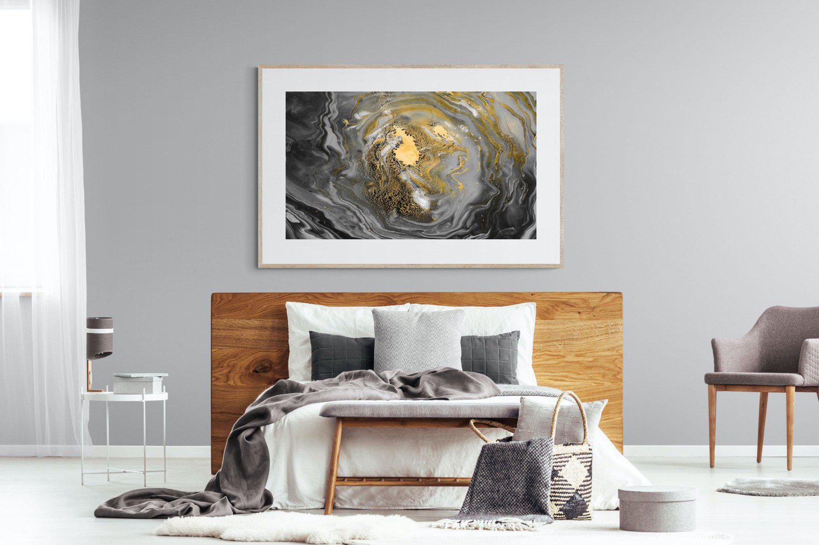Black Gold Resin-Wall_Art-150 x 100cm-Framed Print-Wood-Pixalot