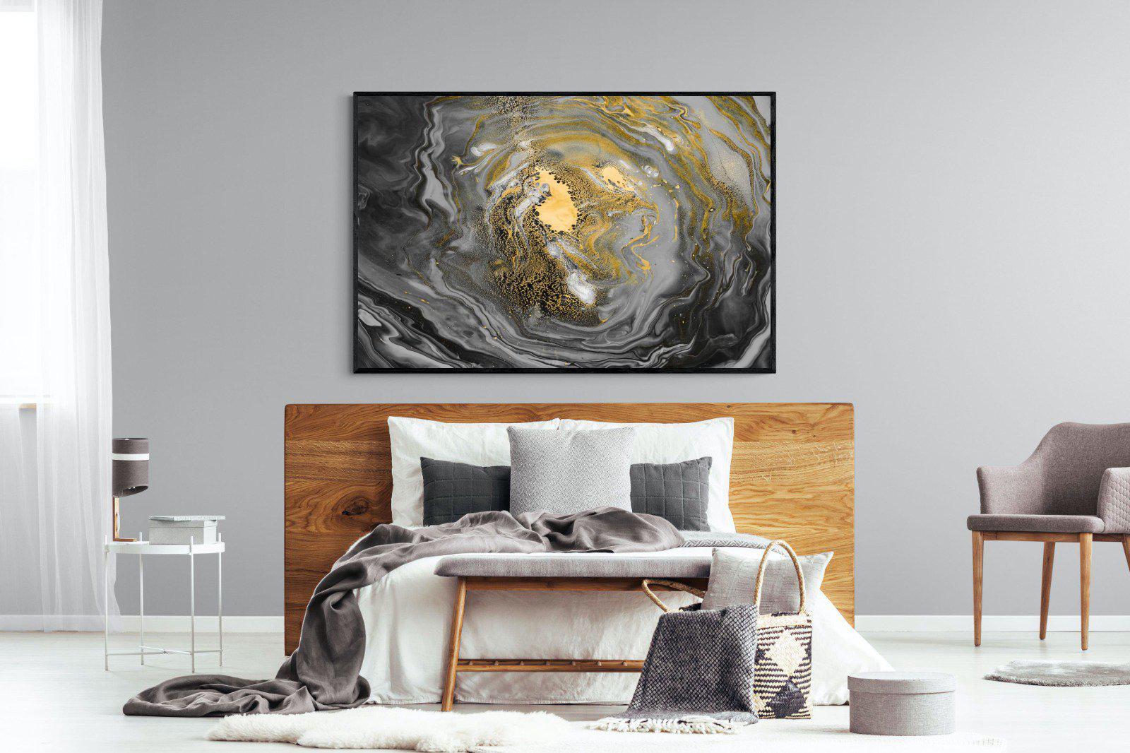 Black Gold Resin-Wall_Art-150 x 100cm-Mounted Canvas-Black-Pixalot