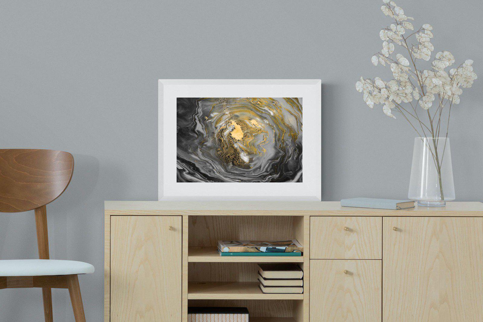 Black Gold Resin-Wall_Art-60 x 45cm-Framed Print-White-Pixalot