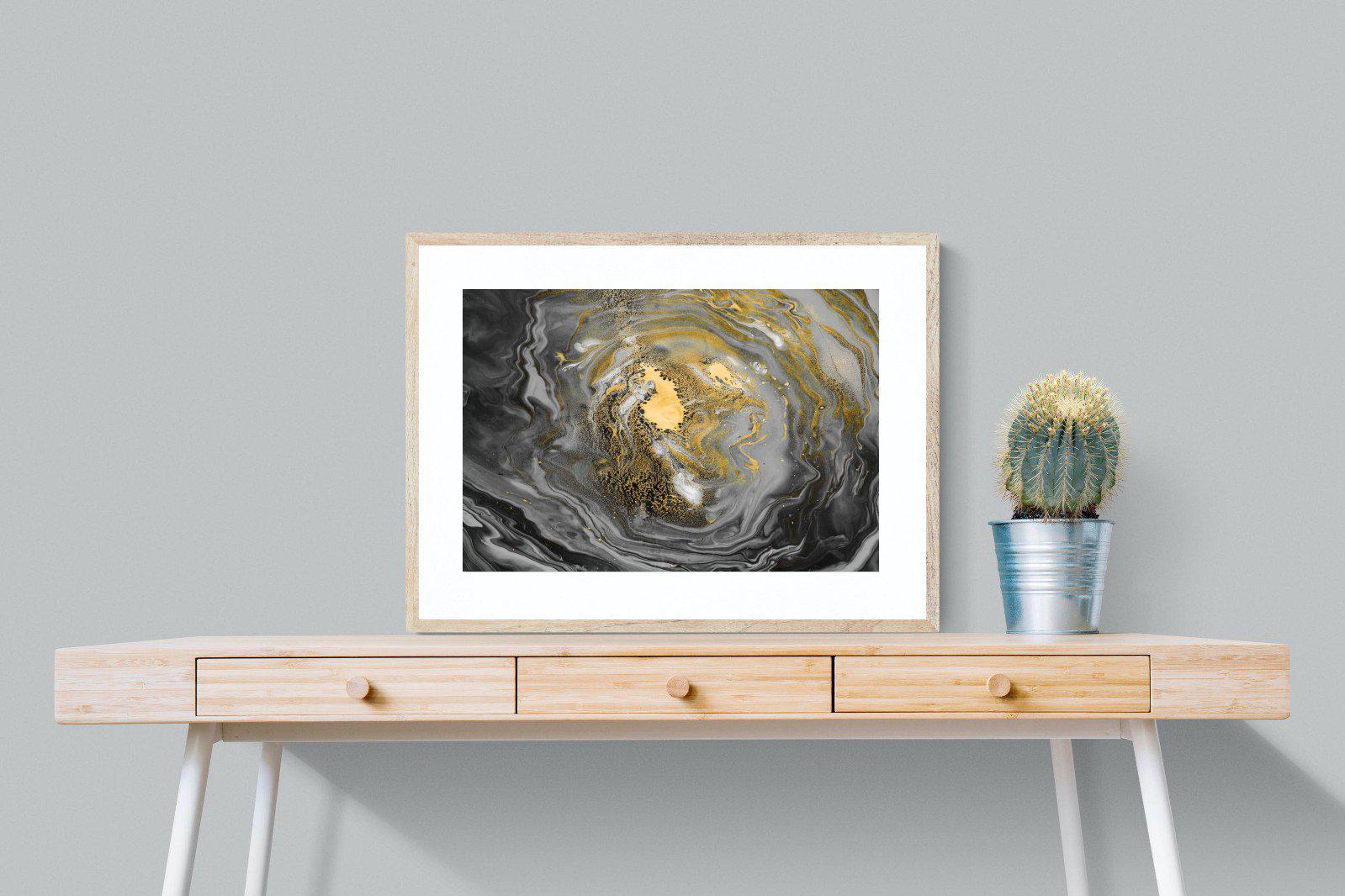 Black Gold Resin-Wall_Art-80 x 60cm-Framed Print-Wood-Pixalot