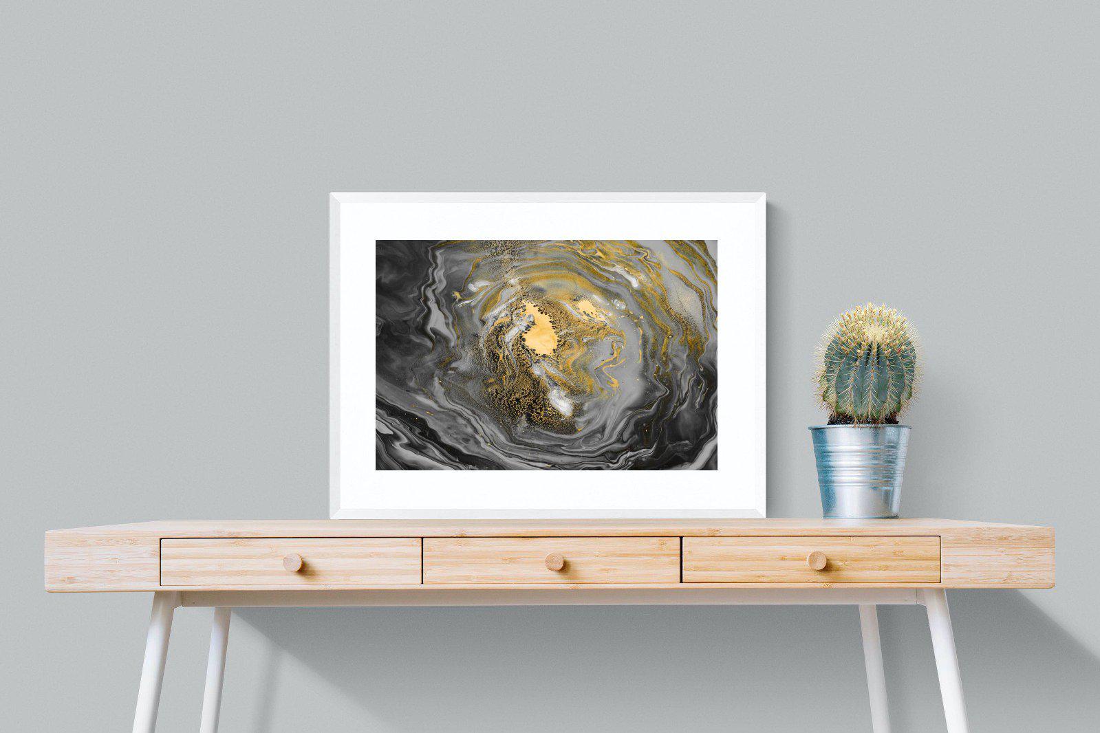 Black Gold Resin-Wall_Art-80 x 60cm-Framed Print-White-Pixalot