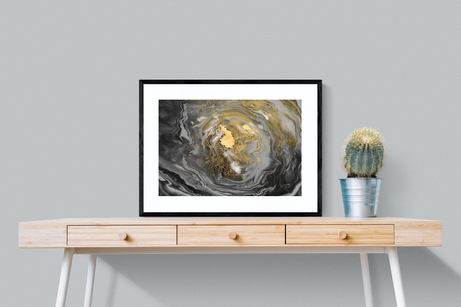 Black Gold Resin-Wall_Art-80 x 60cm-Framed Print-Black-Pixalot
