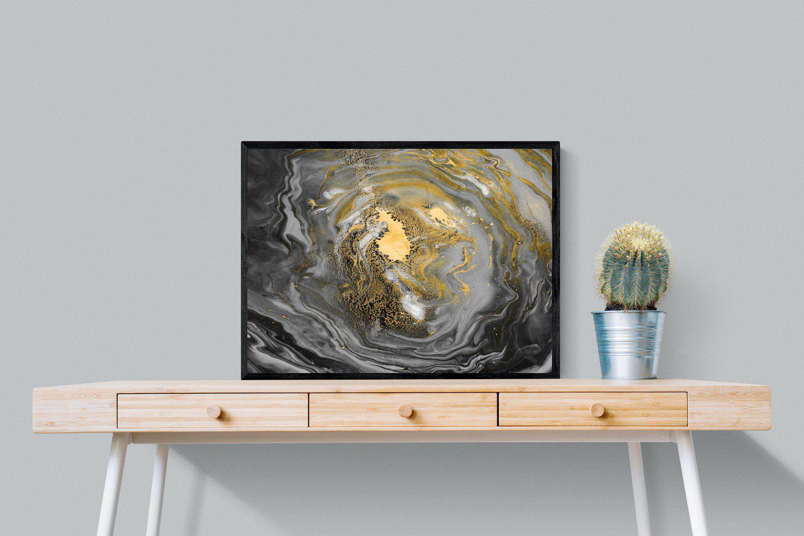 Black Gold Resin-Wall_Art-80 x 60cm-Mounted Canvas-Black-Pixalot