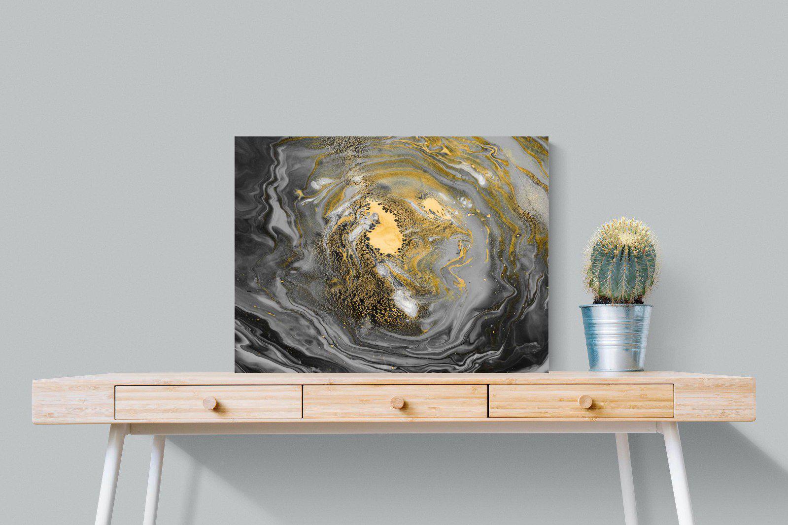 Black Gold Resin-Wall_Art-80 x 60cm-Mounted Canvas-No Frame-Pixalot