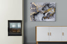 Black Grey Gold Marble-Wall_Art-100 x 75cm-Mounted Canvas-No Frame-Pixalot