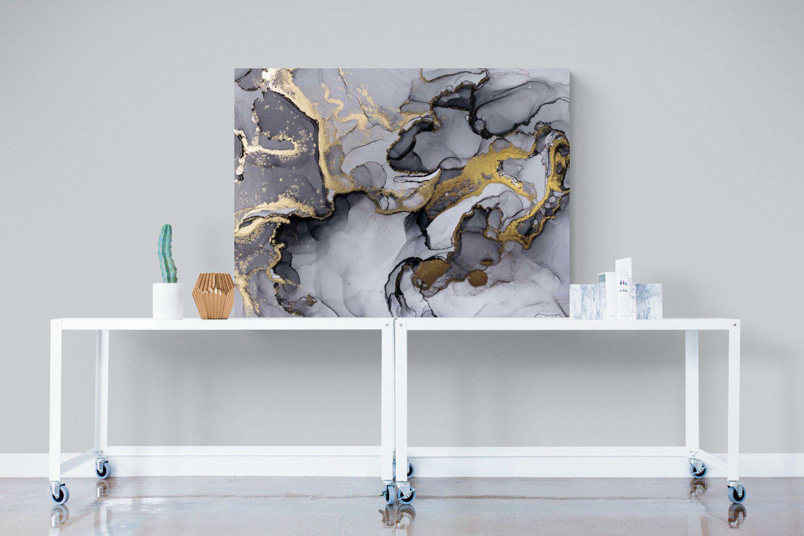 Black Grey Gold Marble-Wall_Art-120 x 90cm-Mounted Canvas-No Frame-Pixalot