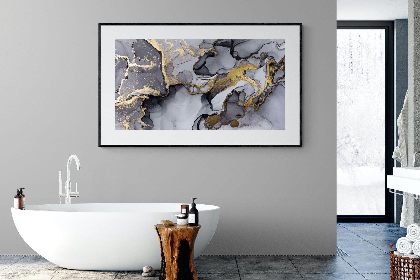 Black Grey Gold Marble-Wall_Art-180 x 110cm-Framed Print-Black-Pixalot