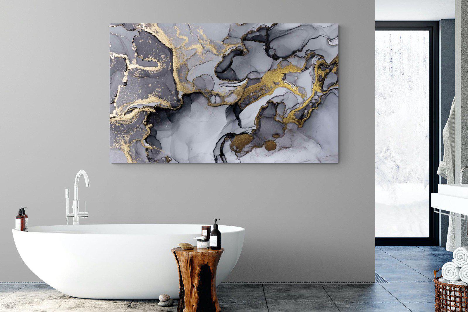 Black Grey Gold Marble-Wall_Art-180 x 110cm-Mounted Canvas-No Frame-Pixalot