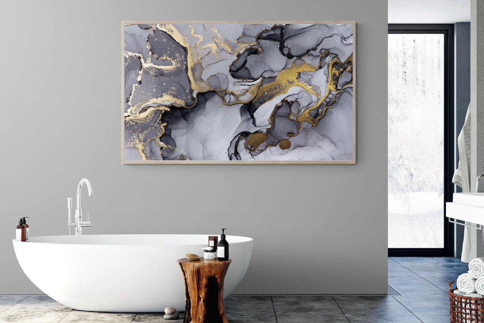 Black Grey Gold Marble-Wall_Art-180 x 110cm-Mounted Canvas-Wood-Pixalot
