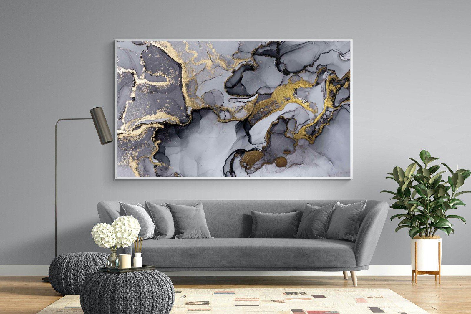 Black Grey Gold Marble-Wall_Art-220 x 130cm-Mounted Canvas-White-Pixalot