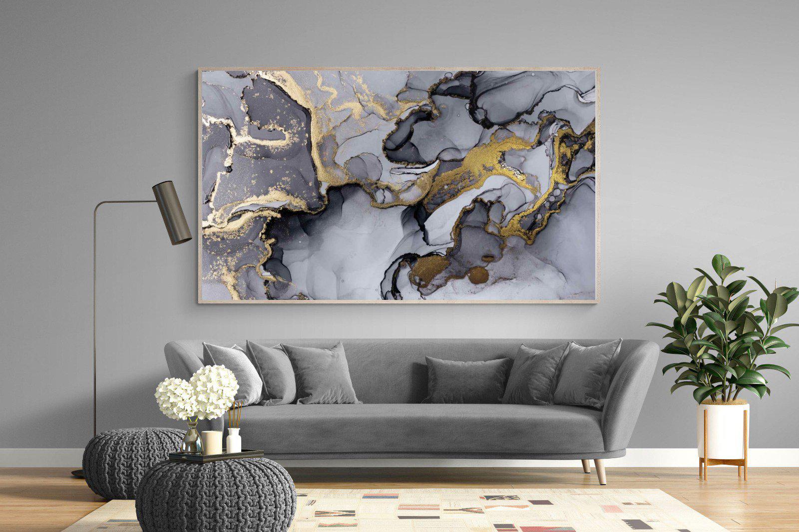 Black Grey Gold Marble-Wall_Art-220 x 130cm-Mounted Canvas-Wood-Pixalot