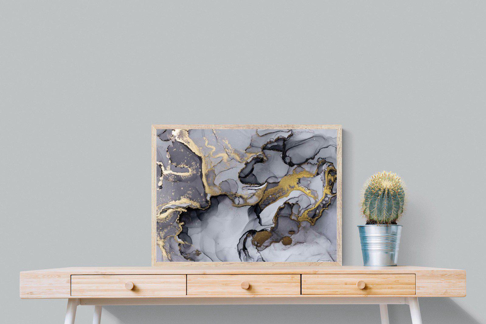 Black Grey Gold Marble-Wall_Art-80 x 60cm-Mounted Canvas-Wood-Pixalot