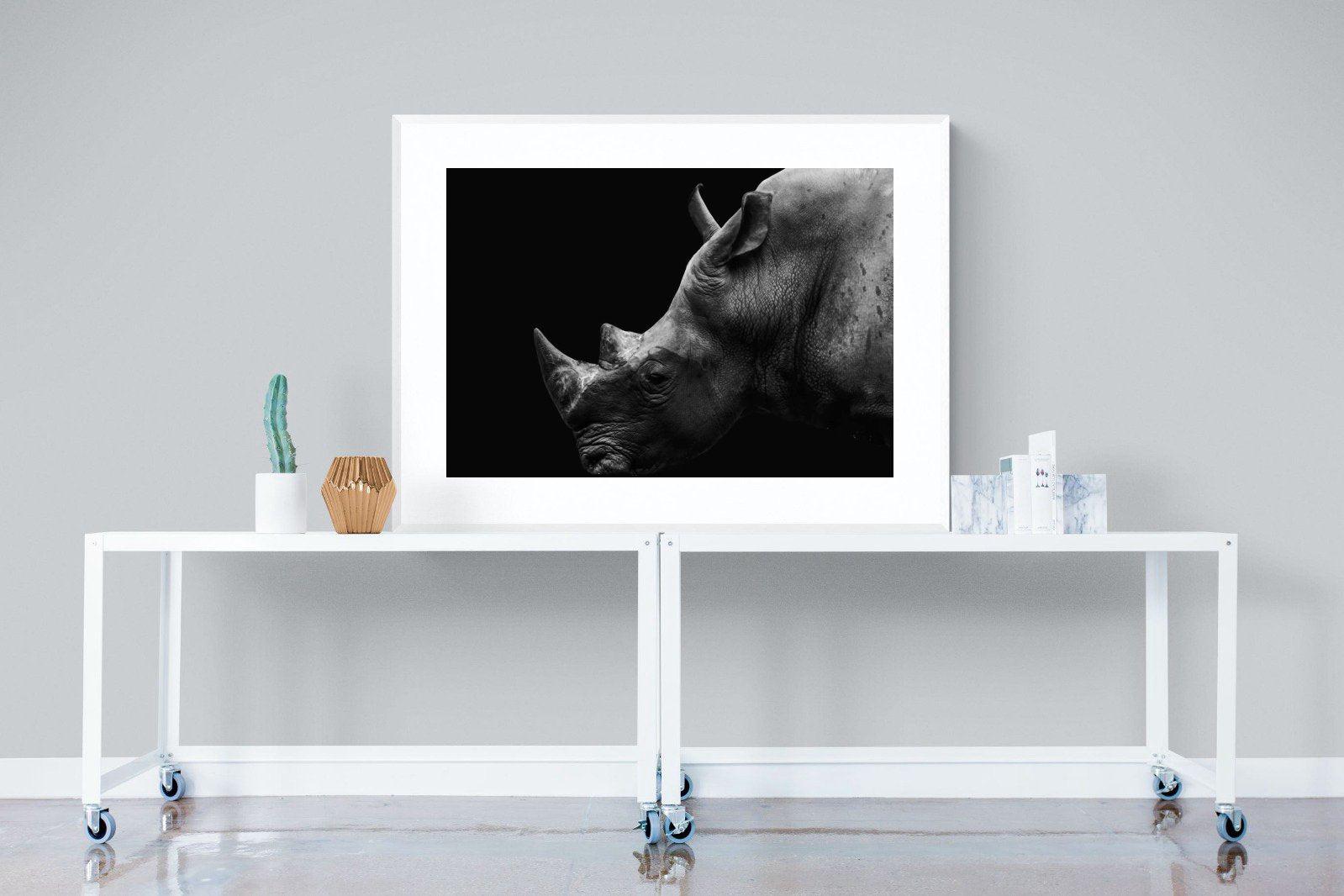 Black Rhino-Wall_Art-120 x 90cm-Framed Print-White-Pixalot