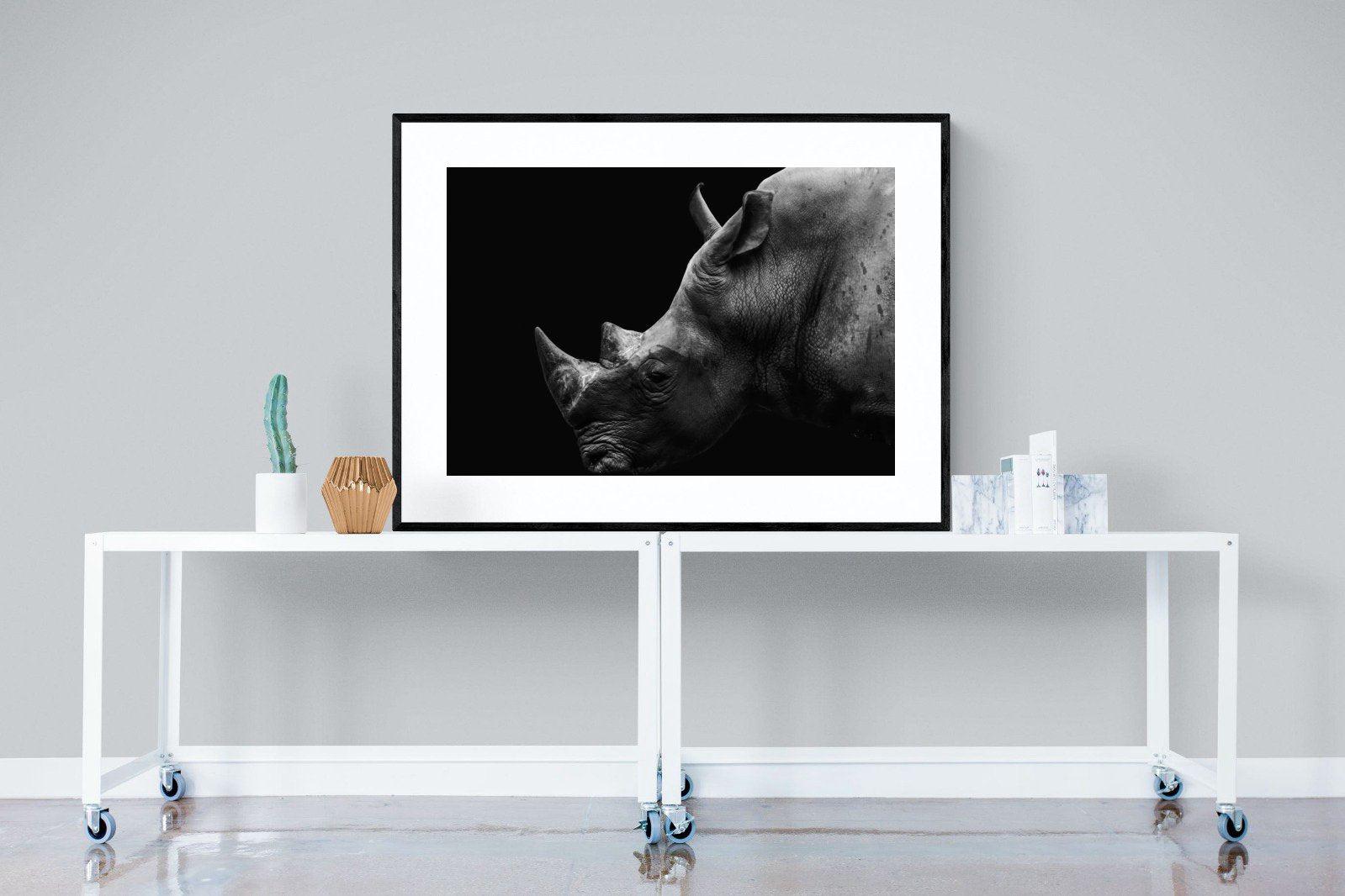 Black Rhino-Wall_Art-120 x 90cm-Framed Print-Black-Pixalot