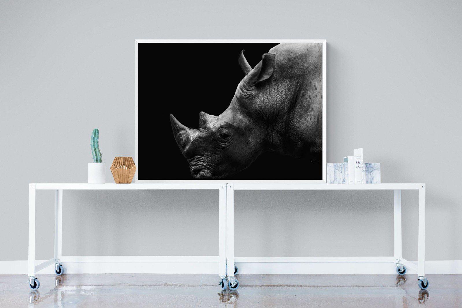 Black Rhino-Wall_Art-120 x 90cm-Mounted Canvas-White-Pixalot