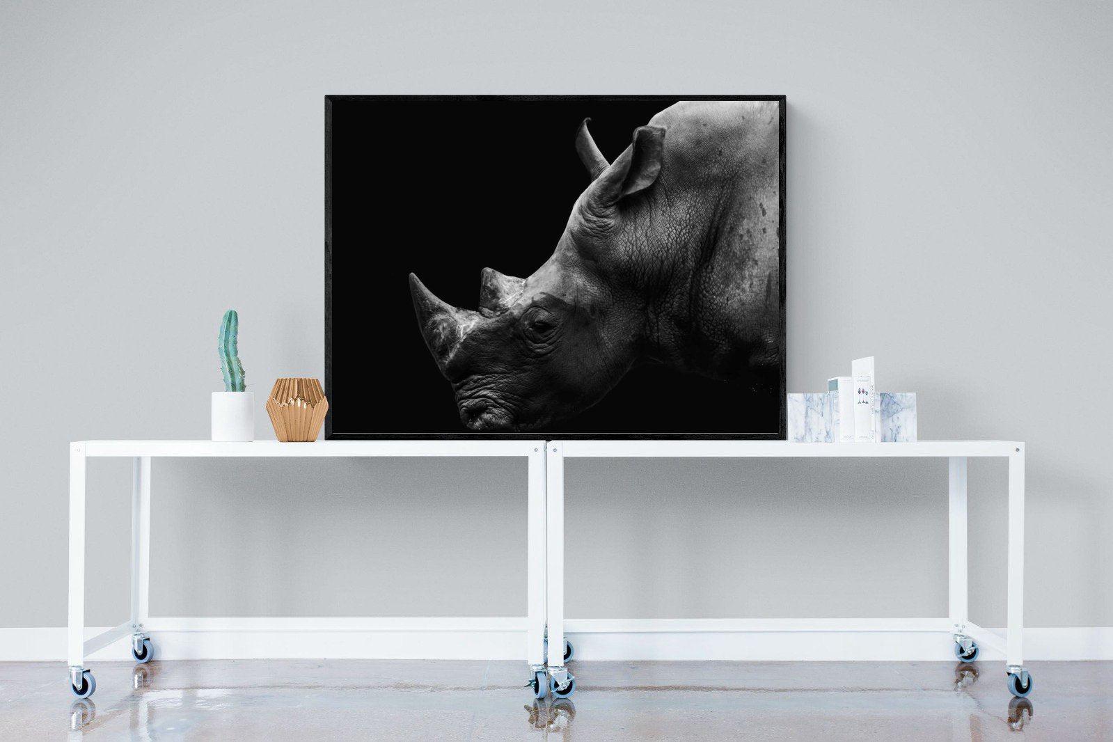 Black Rhino-Wall_Art-120 x 90cm-Mounted Canvas-Black-Pixalot