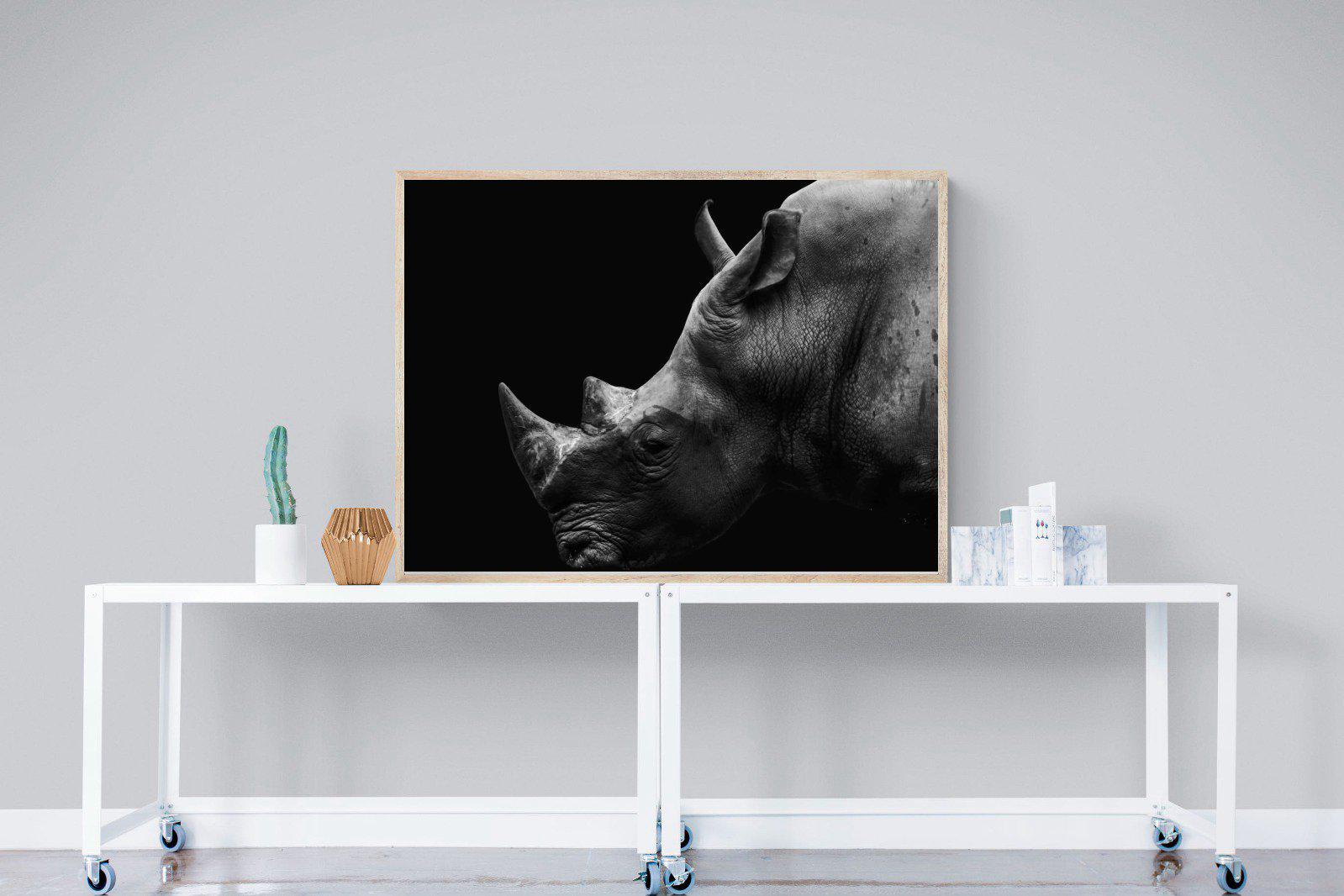 Black Rhino-Wall_Art-120 x 90cm-Mounted Canvas-Wood-Pixalot