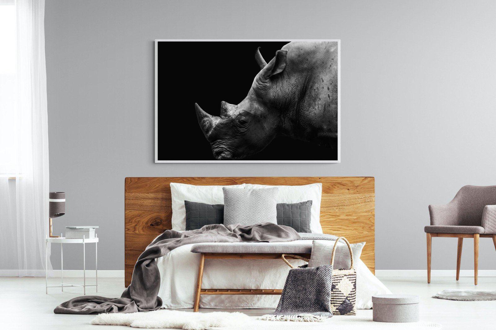 Black Rhino-Wall_Art-150 x 100cm-Mounted Canvas-White-Pixalot
