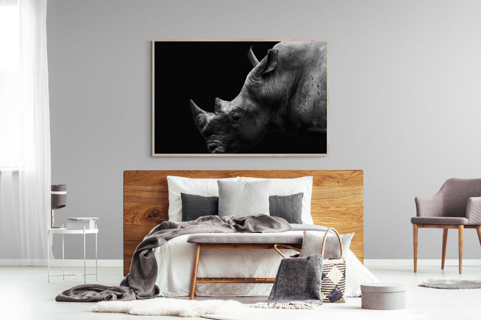 Black Rhino-Wall_Art-150 x 100cm-Mounted Canvas-Wood-Pixalot