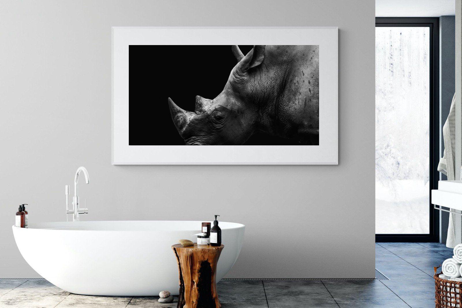 Black Rhino-Wall_Art-180 x 110cm-Framed Print-White-Pixalot
