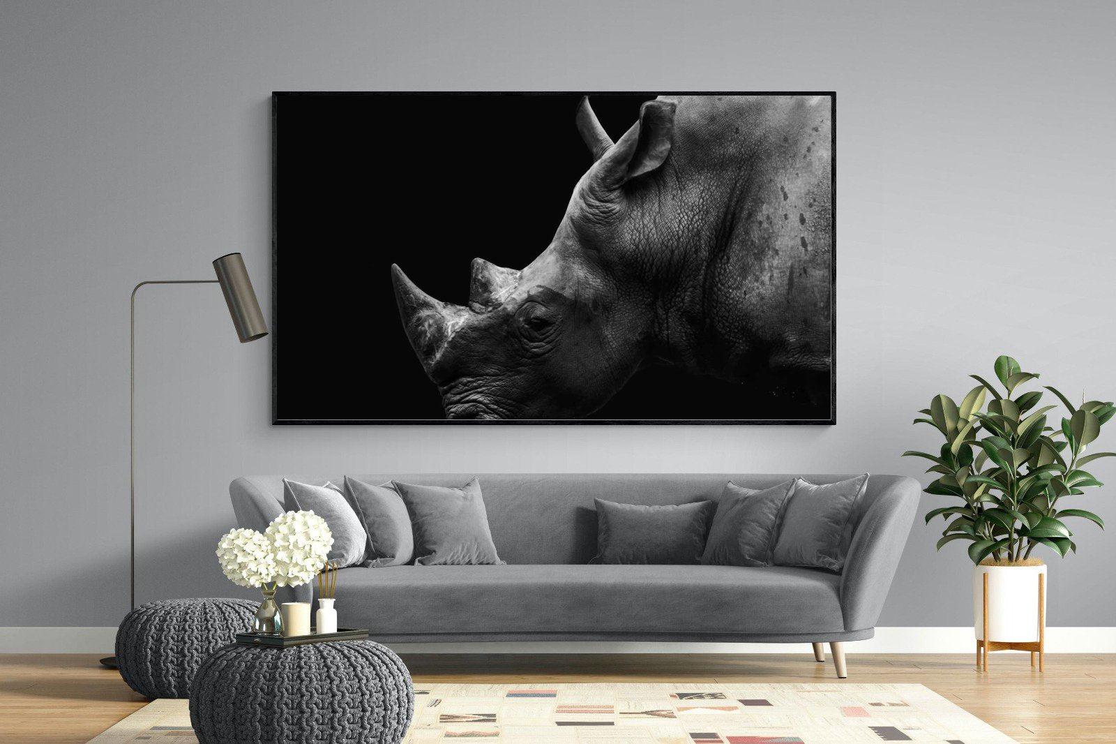 Black Rhino-Wall_Art-220 x 130cm-Mounted Canvas-Black-Pixalot