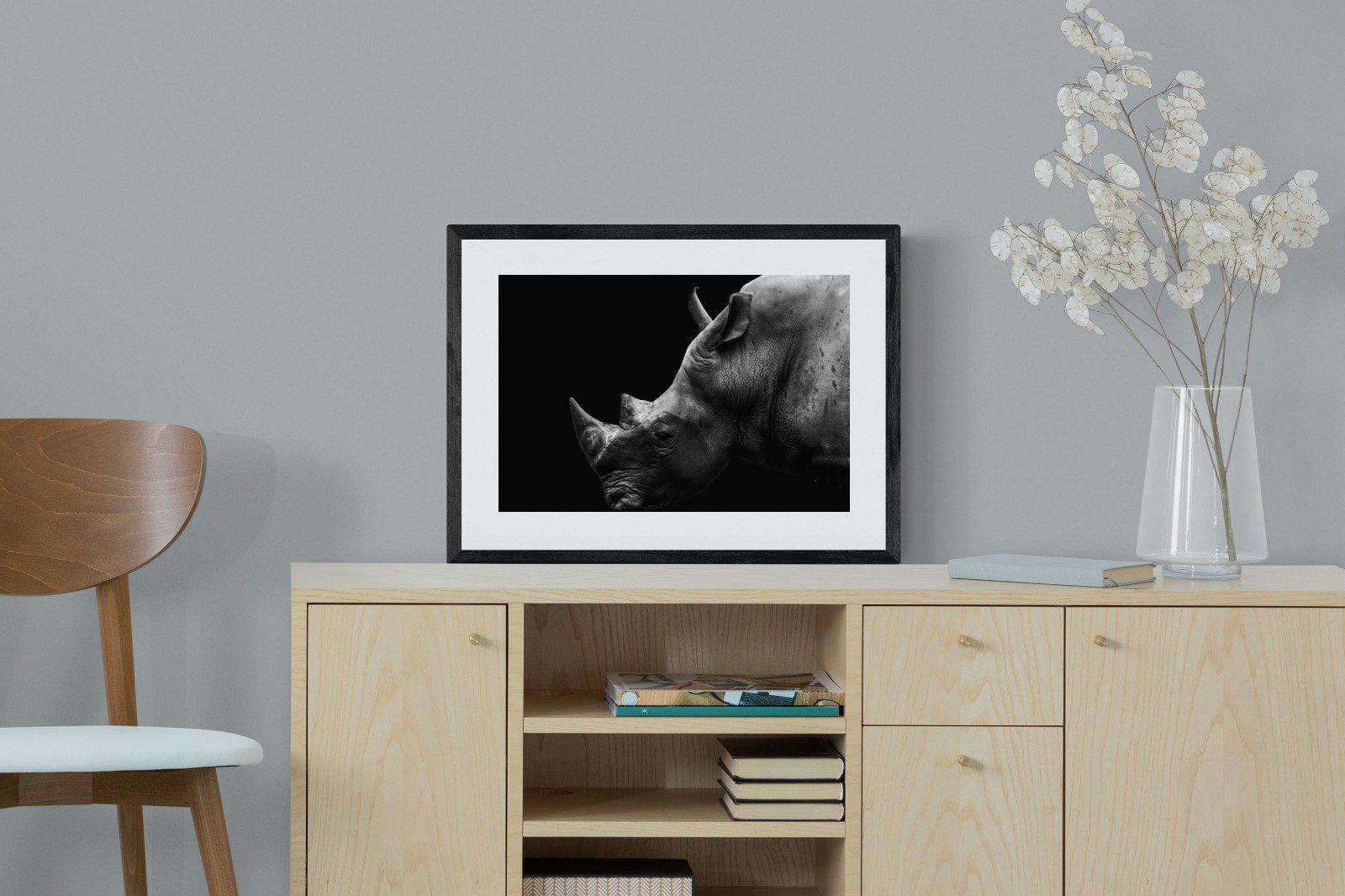 Black Rhino-Wall_Art-60 x 45cm-Framed Print-Black-Pixalot