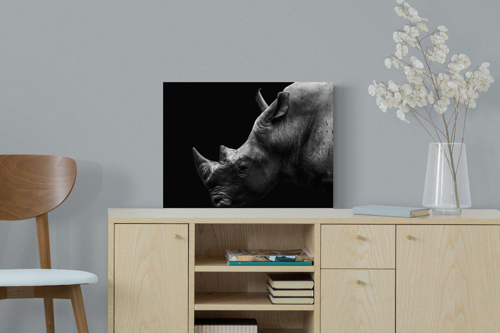 Black Rhino-Wall_Art-60 x 45cm-Mounted Canvas-No Frame-Pixalot