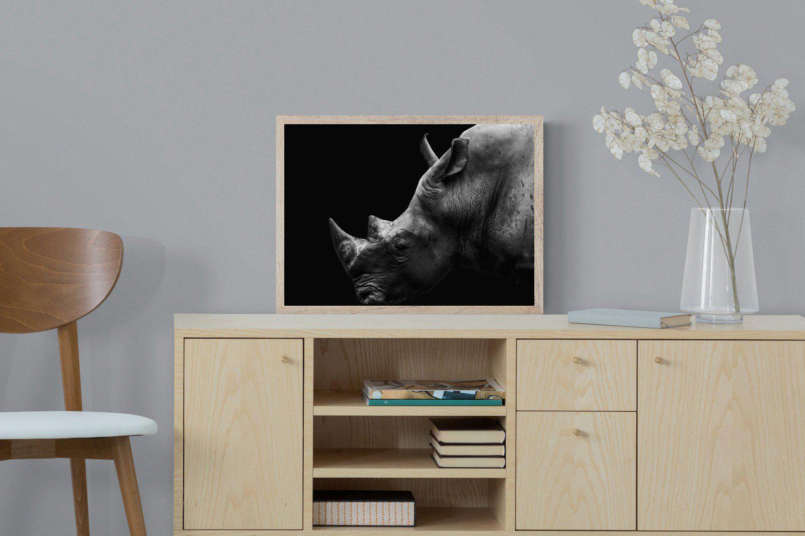 Black Rhino-Wall_Art-60 x 45cm-Mounted Canvas-Wood-Pixalot