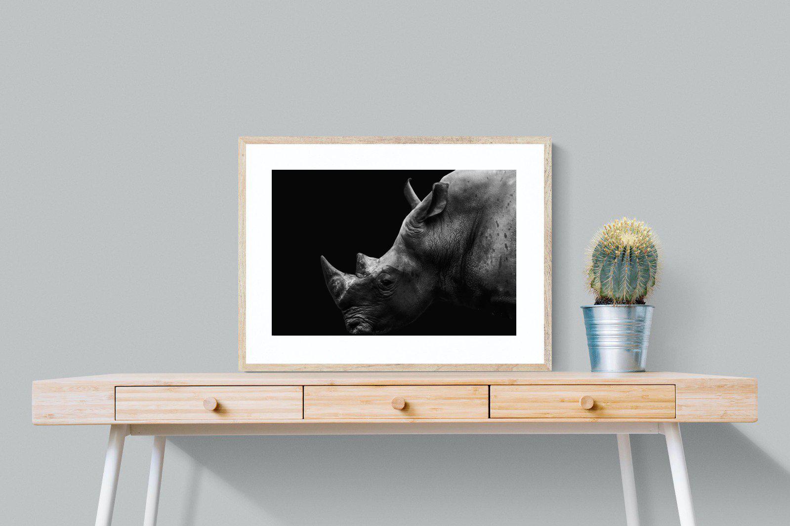 Black Rhino-Wall_Art-80 x 60cm-Framed Print-Wood-Pixalot