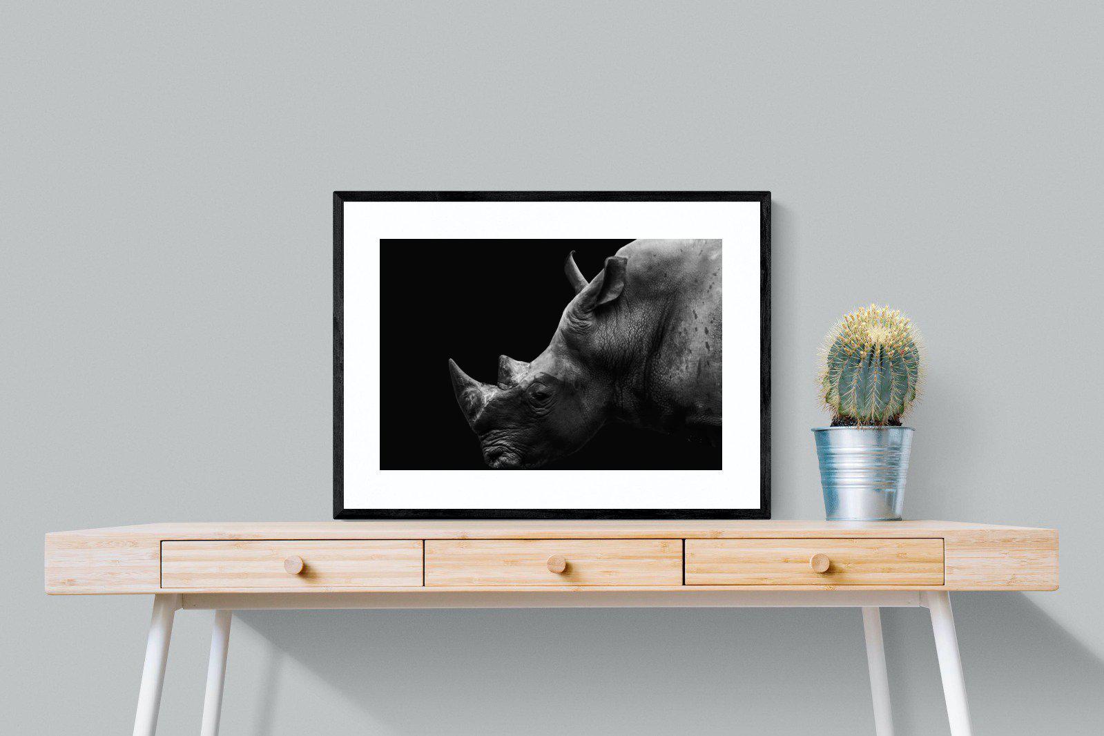Black Rhino-Wall_Art-80 x 60cm-Framed Print-Black-Pixalot