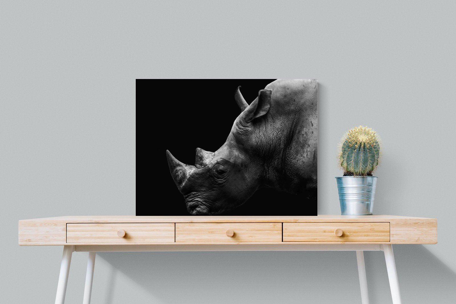 Black Rhino-Wall_Art-80 x 60cm-Mounted Canvas-No Frame-Pixalot