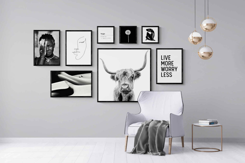 Black & White Gallery Wall Set-Wall_Art-Mounted Canvas-Black-Pixalot