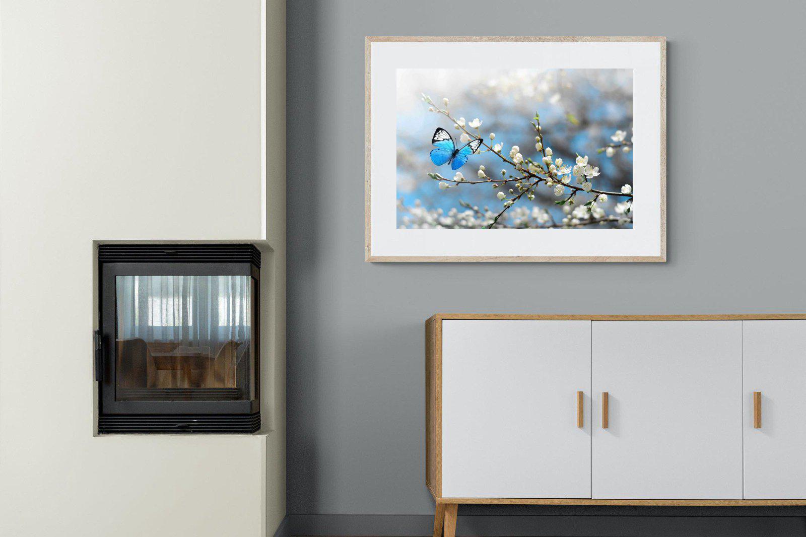 Blue Flutter-Wall_Art-100 x 75cm-Framed Print-Wood-Pixalot