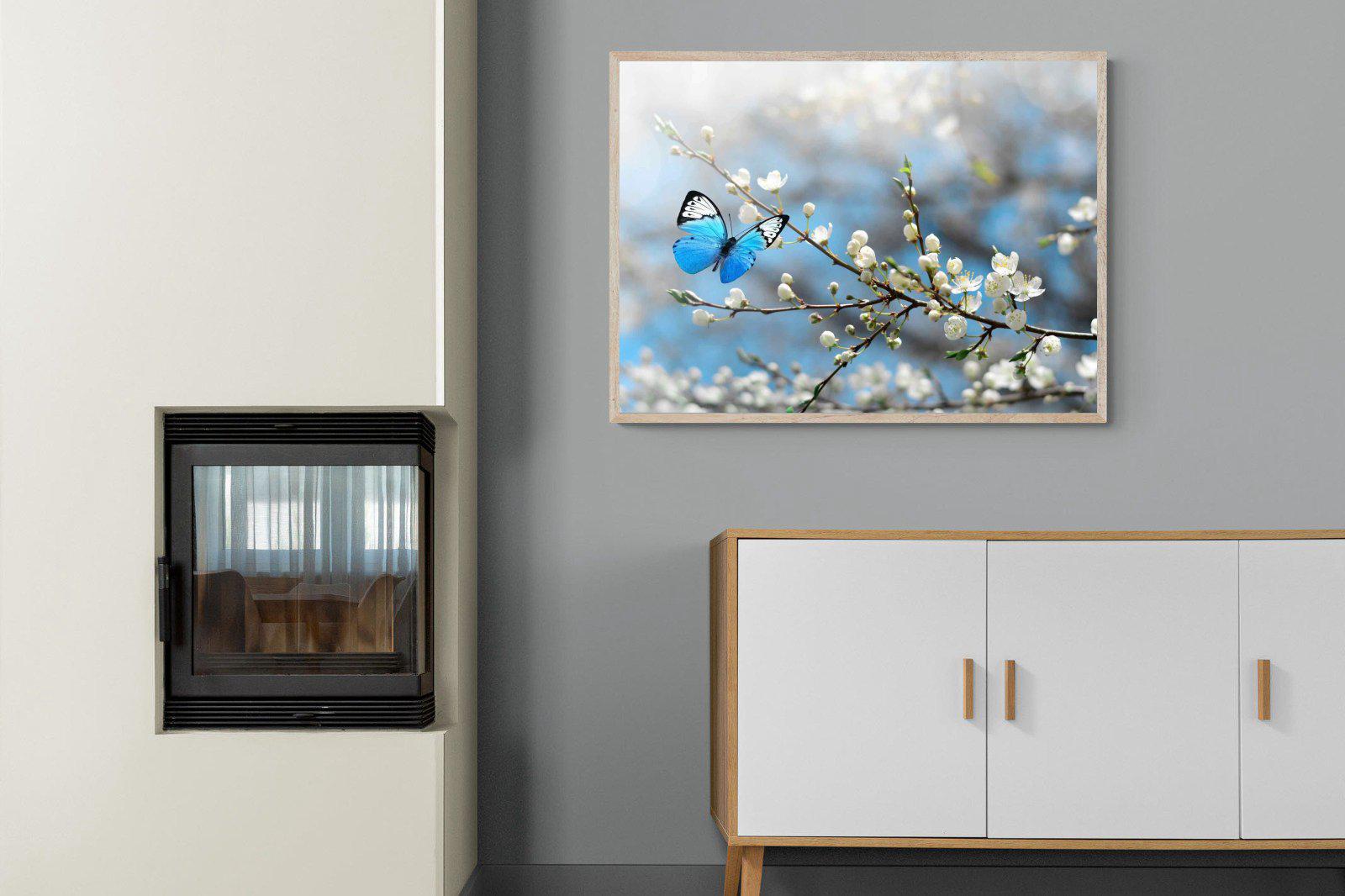 Blue Flutter-Wall_Art-100 x 75cm-Mounted Canvas-Wood-Pixalot