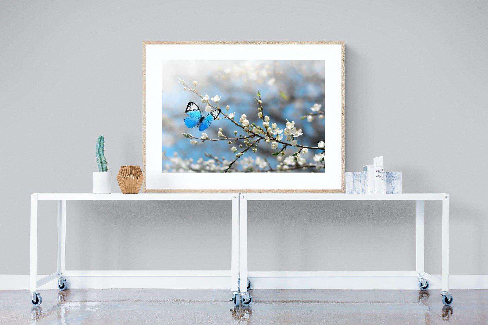 Blue Flutter-Wall_Art-120 x 90cm-Framed Print-Wood-Pixalot